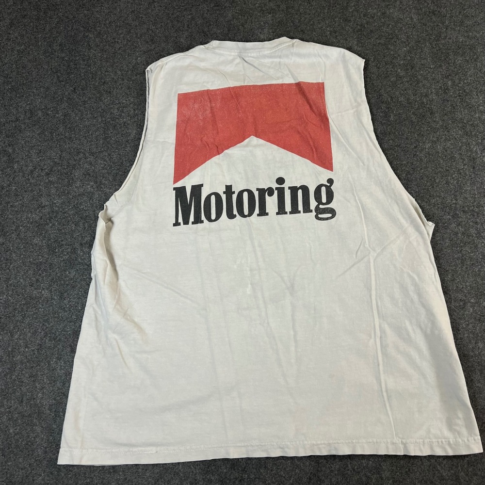 The Motoring Club Sleeveless Pocket T-Shirt Marlboro Style Graphic Mens XL White